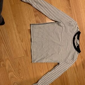 Striped long sleeve crop top